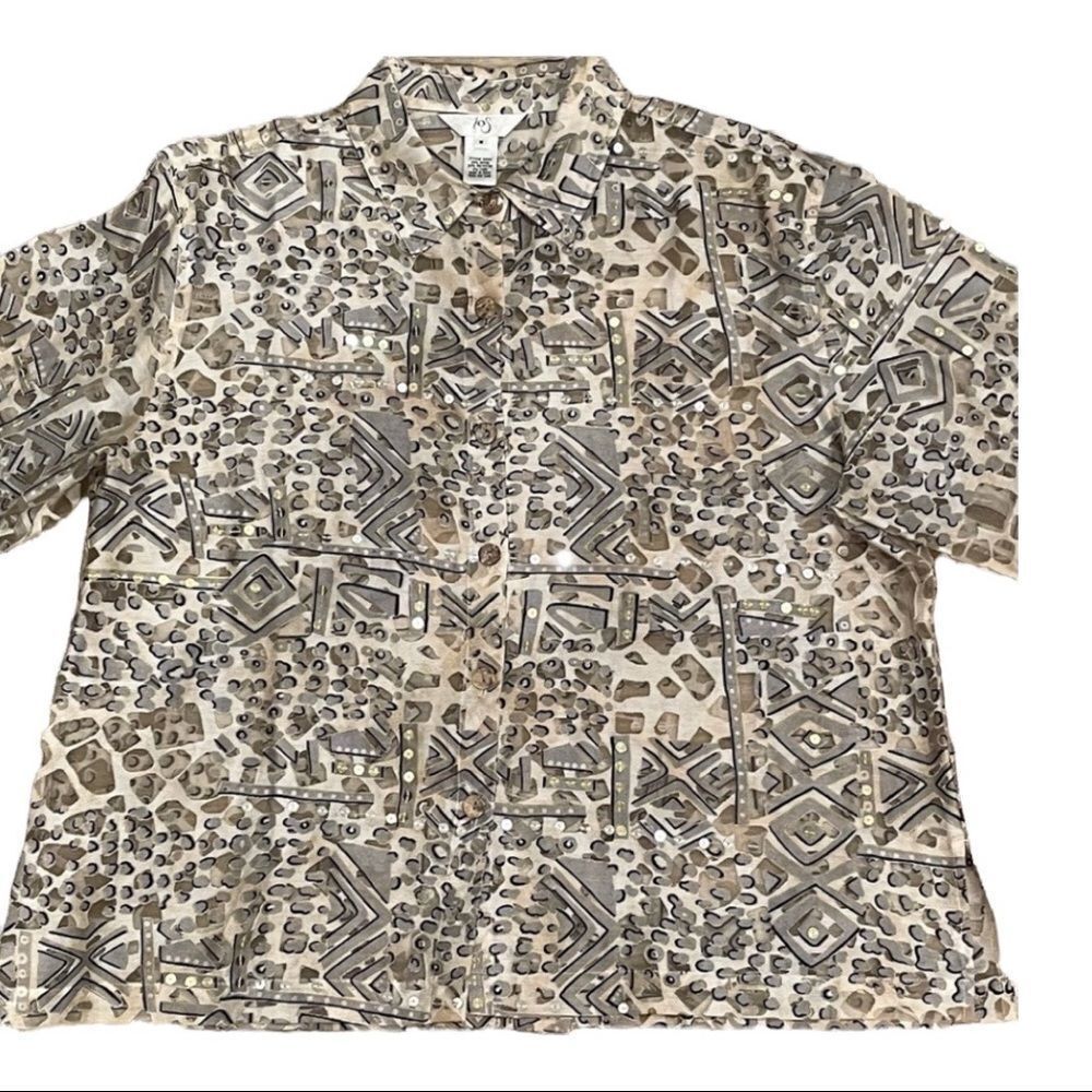 ios SIZE MEDIUM SILVER & GOLD SEQUIN BURNOUT FABRIC JACKET